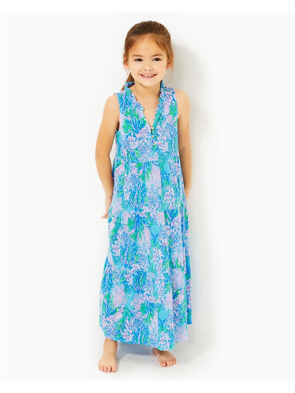 LILLY PULITZER MINI MALONE MAXI DRESS, LAS OLAS AQUA STRONG CURRENT  XS